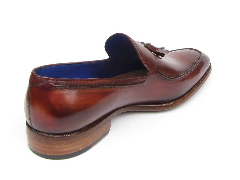 Paul Parkman Men's Hand-Painted Leather Tassel Loafers in Brown