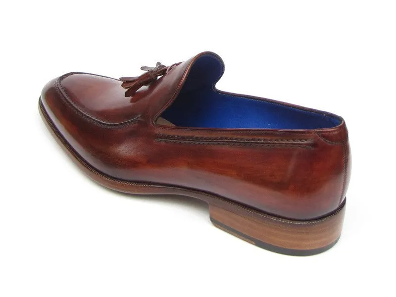 Paul Parkman Men's Hand-Painted Leather Tassel Loafers in Brown