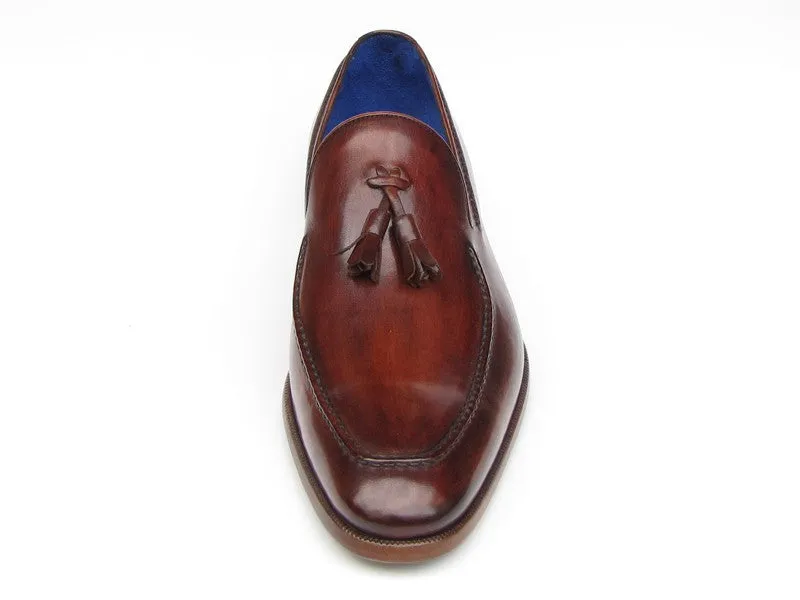 Paul Parkman Men's Hand-Painted Leather Tassel Loafers in Brown