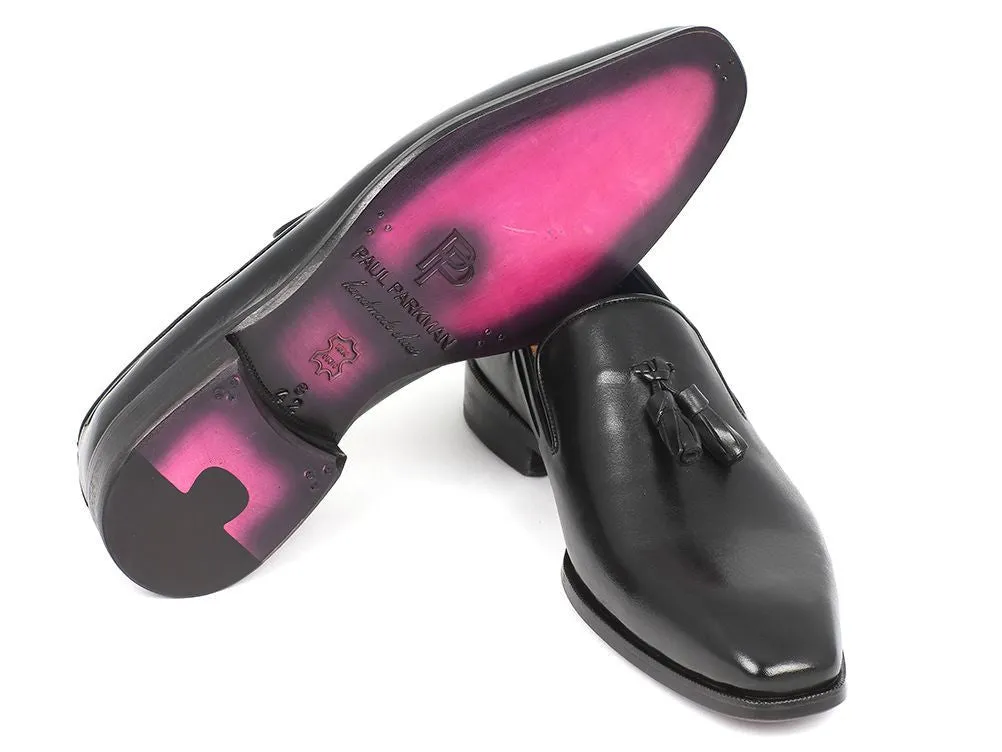 Paul Parkman Men's Leather Tassel Loafers in Black