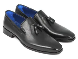 Paul Parkman Men's Leather Tassel Loafers in Black
