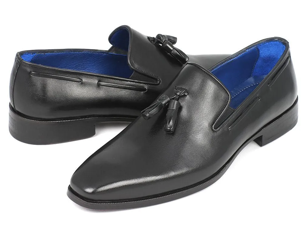 Paul Parkman Men's Leather Tassel Loafers in Black