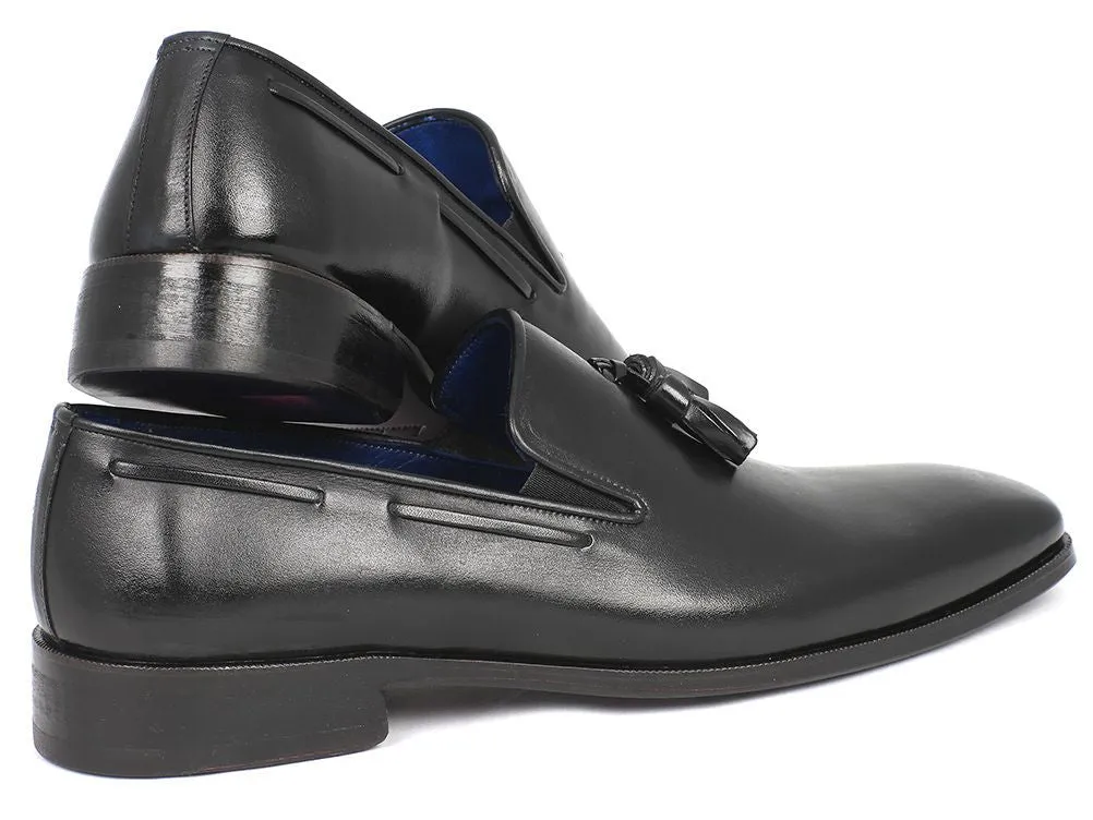 Paul Parkman Men's Leather Tassel Loafers in Black