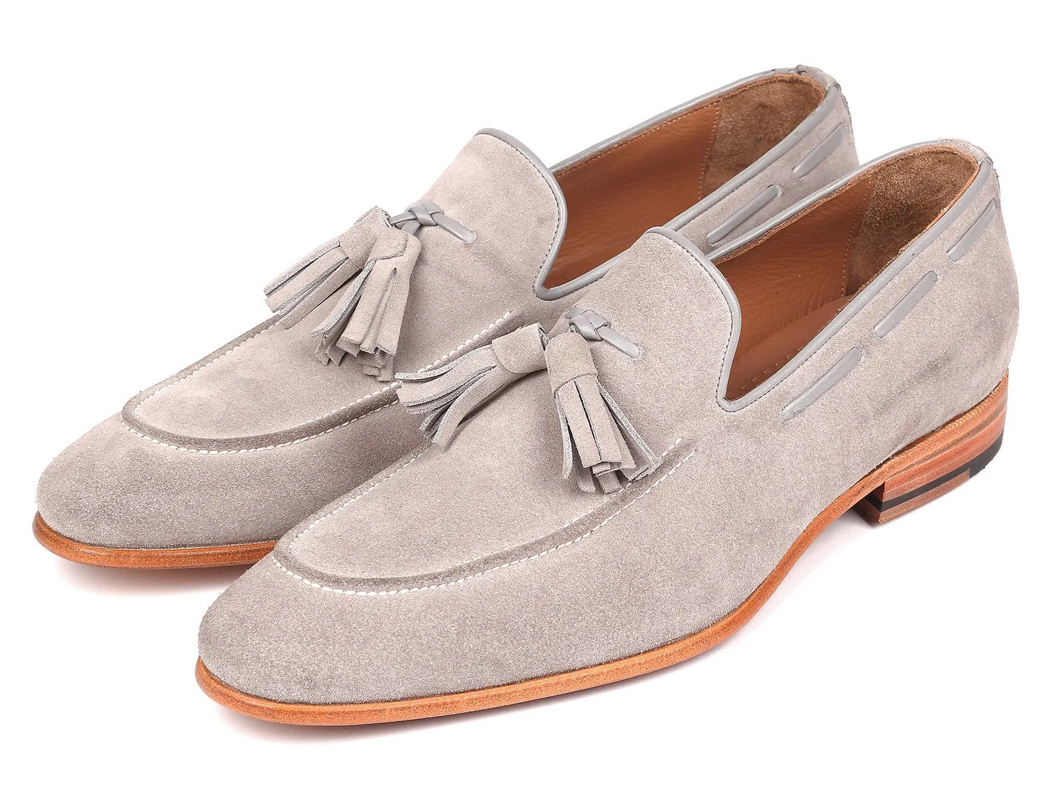 Paul Parkman Men's Suede Tassel Loafers in Grey