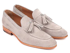 Paul Parkman Men's Suede Tassel Loafers in Grey