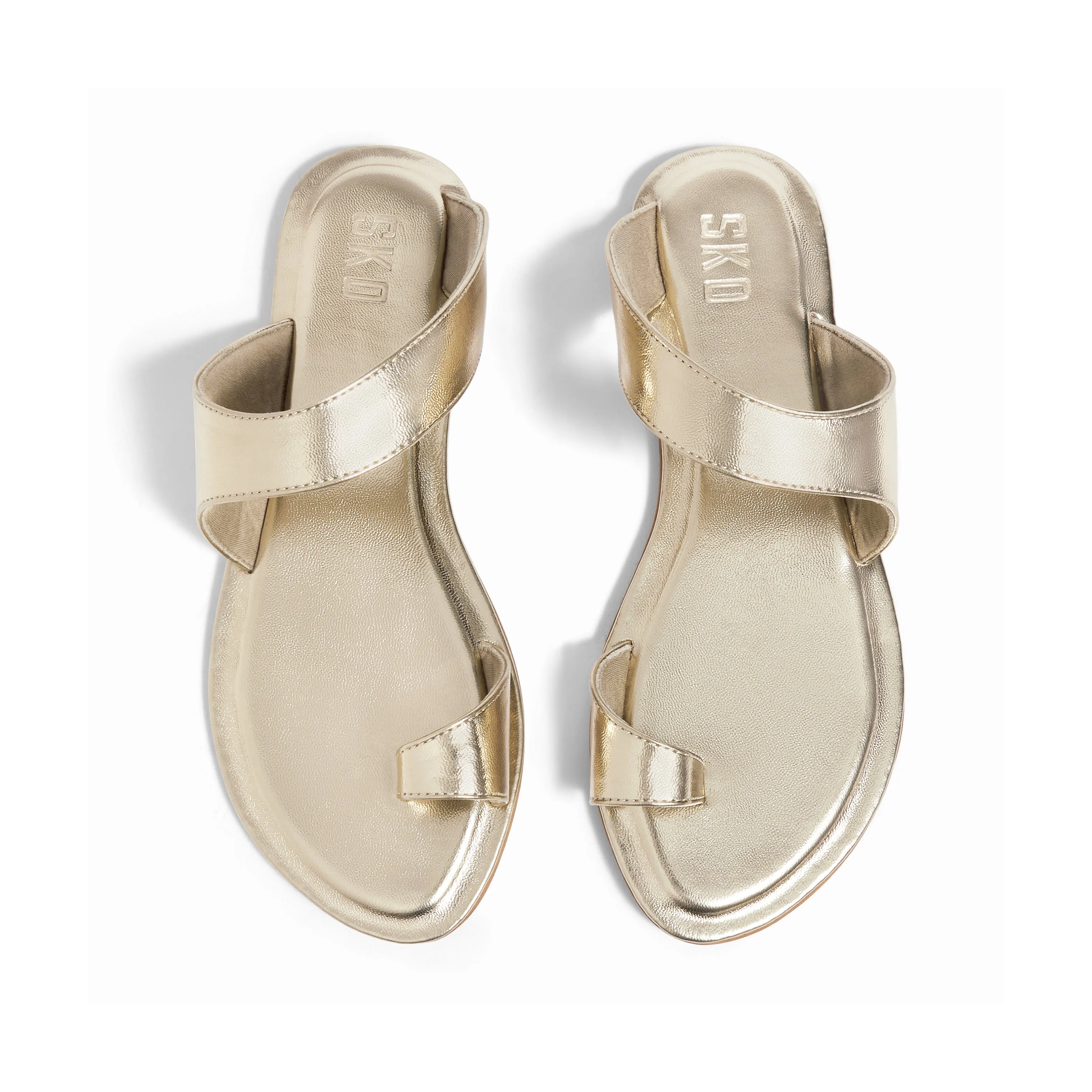 Pisa Gold Flat Sandals For Women