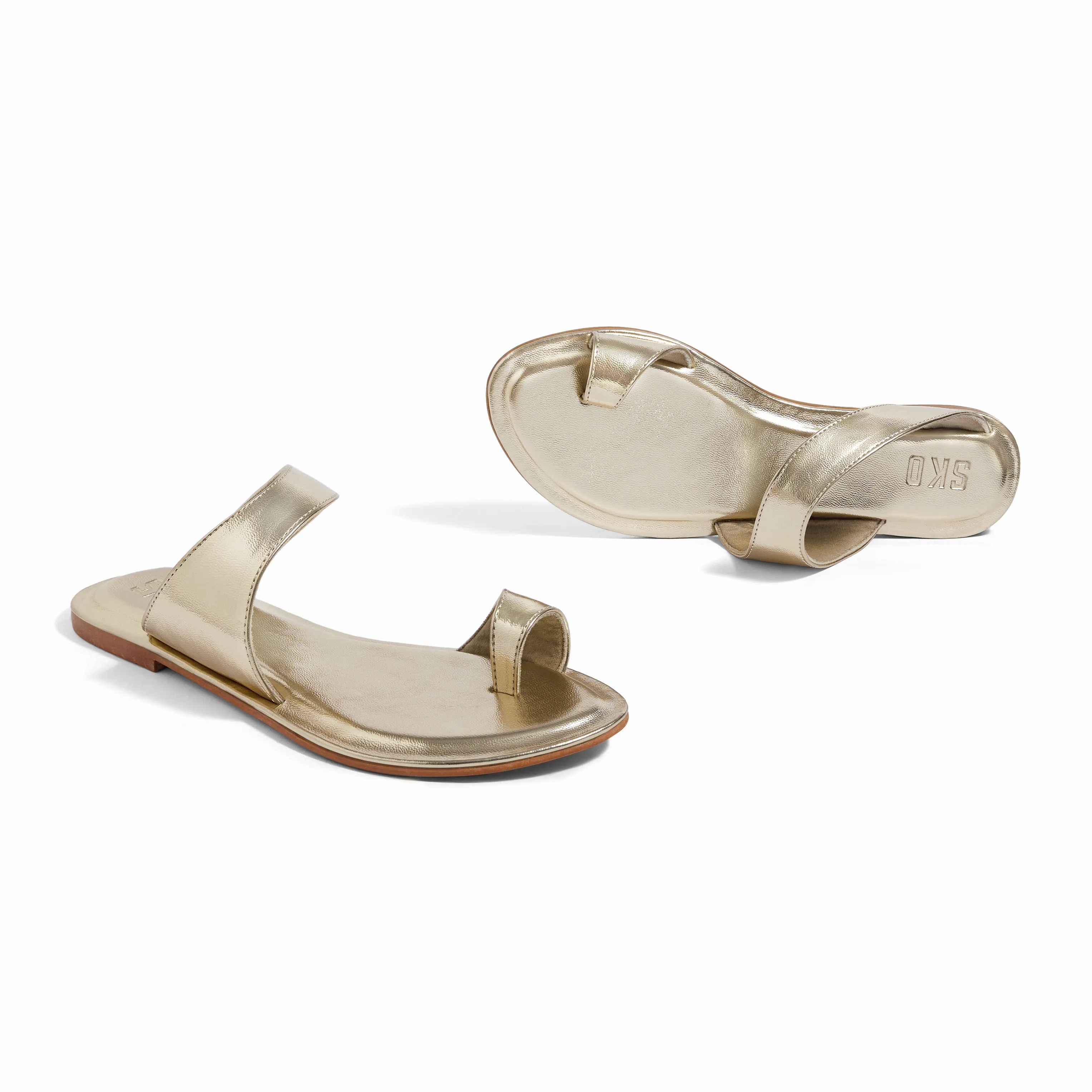Pisa Gold Flat Sandals For Women