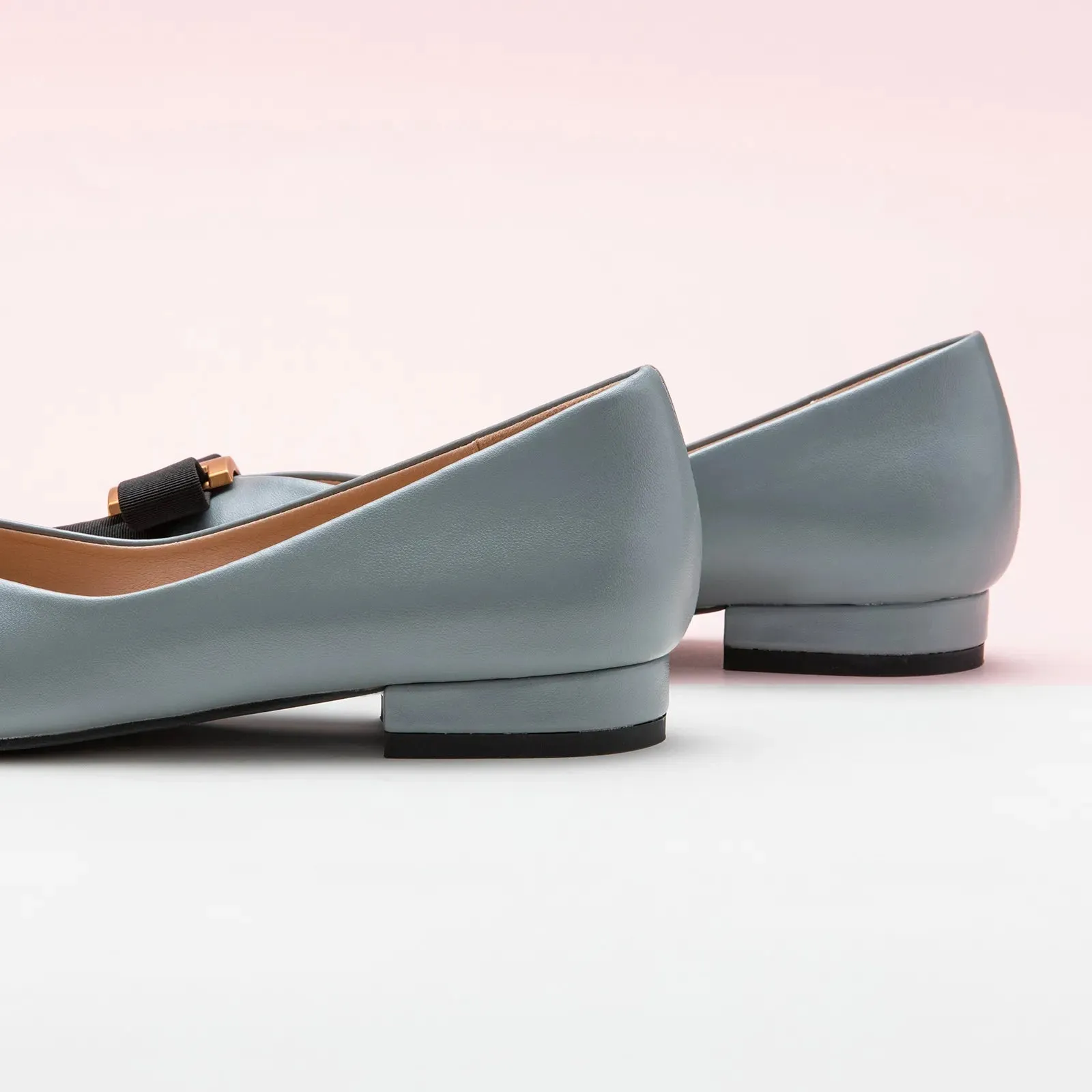Pointed Toe Metal Tie Flats (Aida)（SALE）