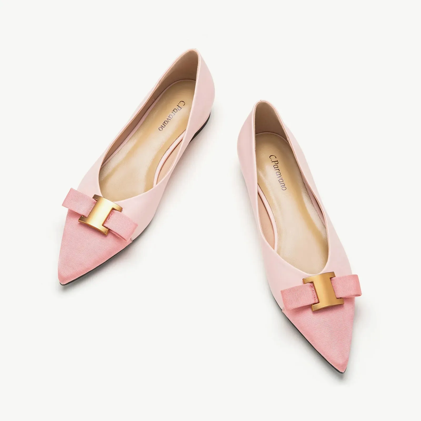 Pointed Toe Metal Tie Flats (Aida)（SALE）