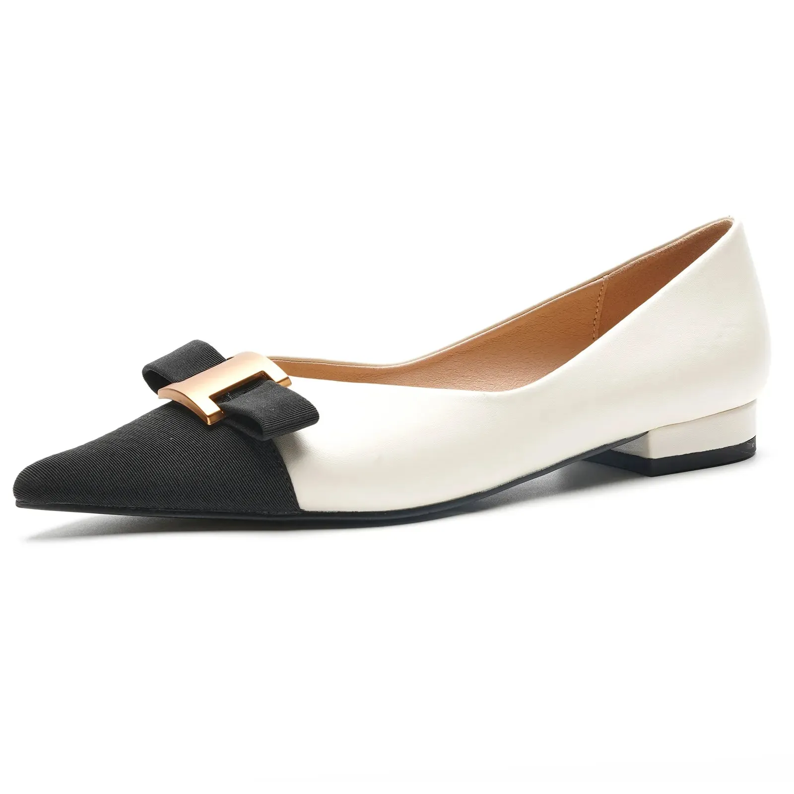 Pointed Toe Metal Tie Flats (Aida)（SALE）