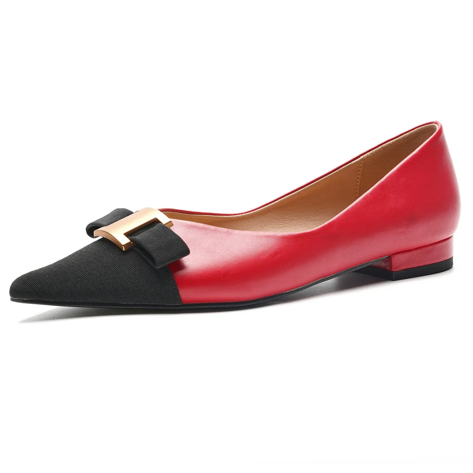 Pointed Toe Metal Tie Flats (Aida)（SALE）