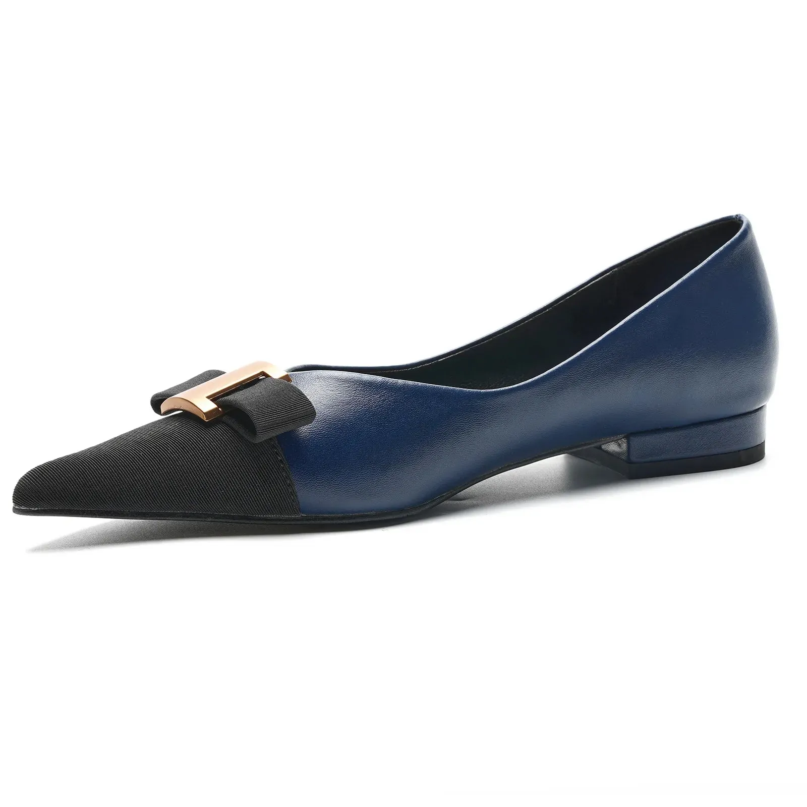Pointed Toe Metal Tie Flats (Aida)（SALE）