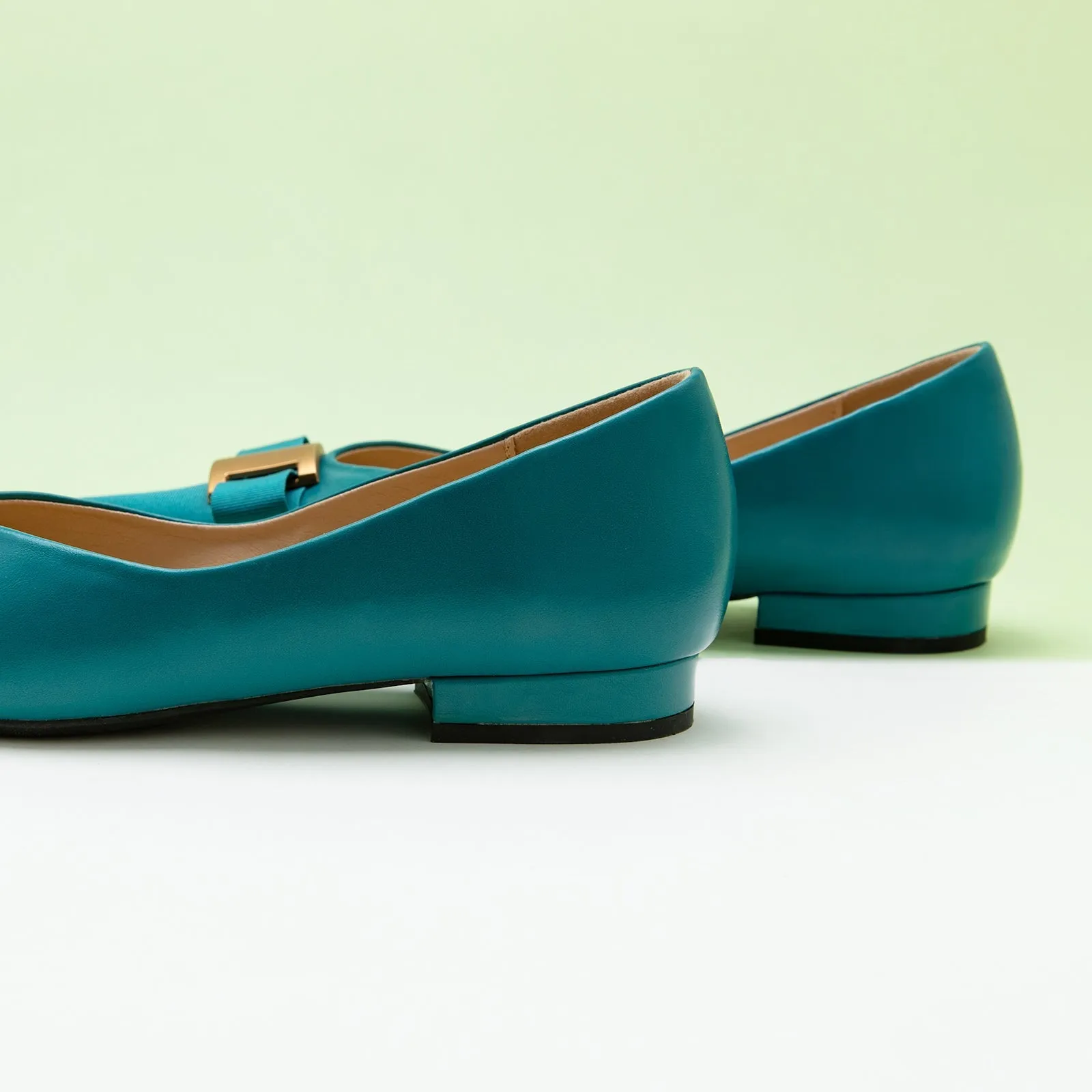 Pointed Toe Metal Tie Flats (Aida)（SALE）