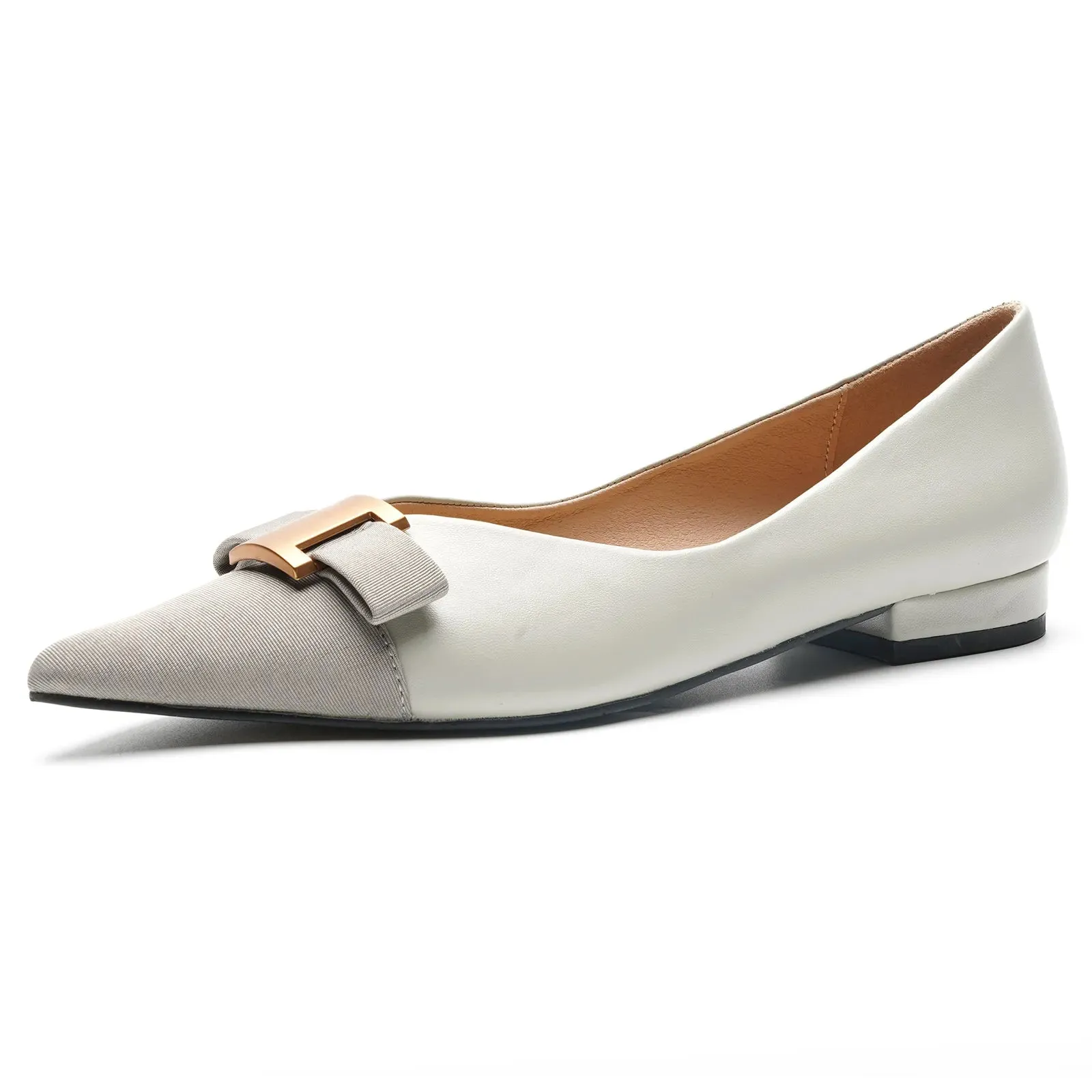 Pointed Toe Metal Tie Flats (Aida)（SALE）