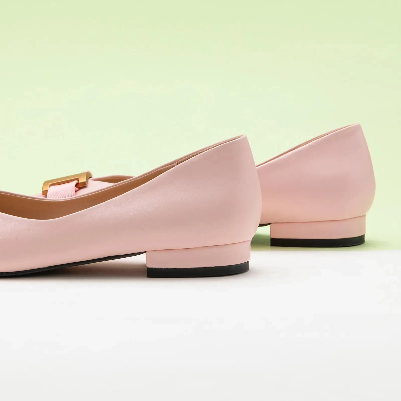 Pointed Toe Metal Tie Flats (Aida)（SALE）