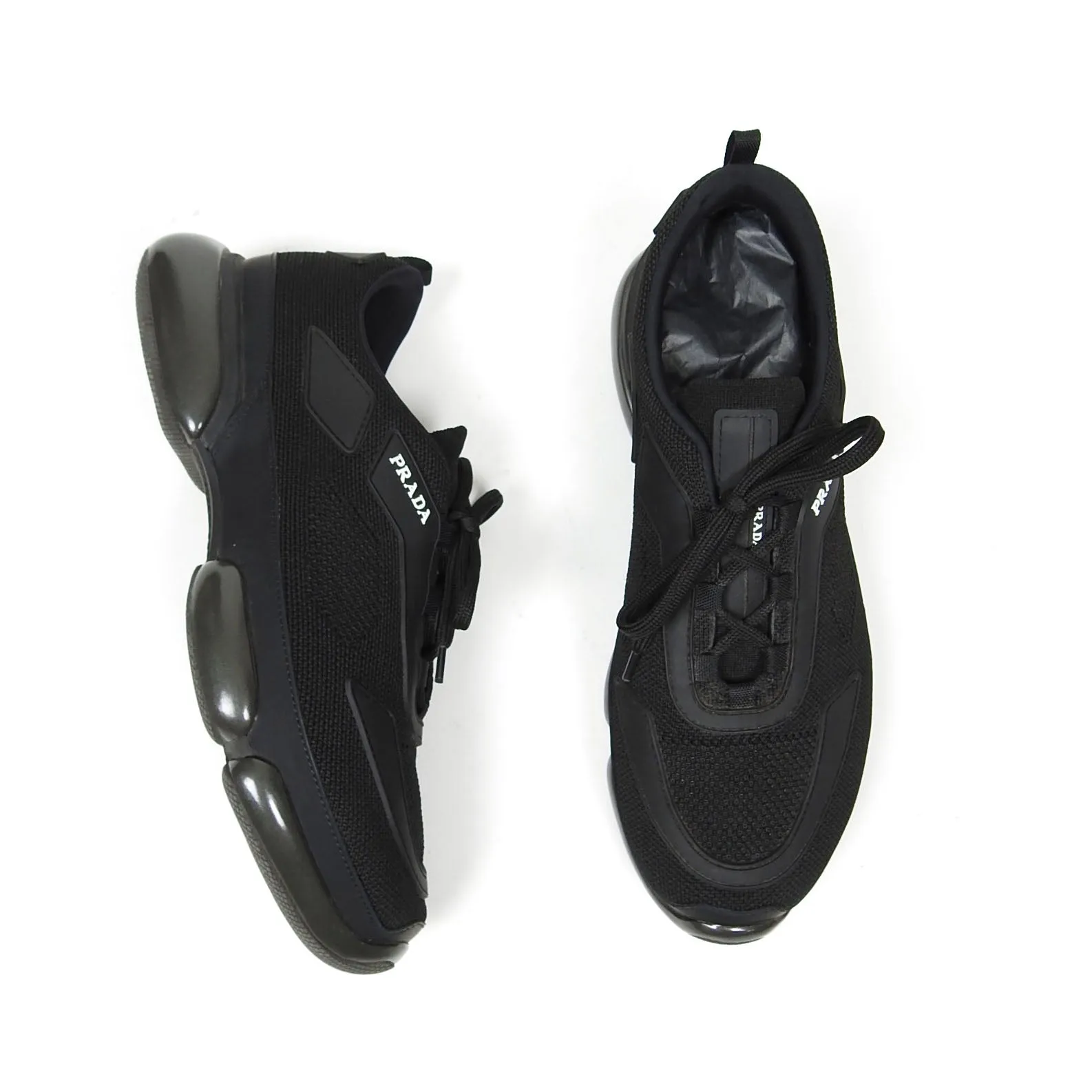 Prada Black Sport Knit Sneaker Fit US 10
