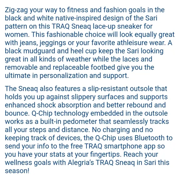 Racq Alegria Sneaq Sari Boho Tech Q-Chip Pedometer Canvas Walking Sneaker 38