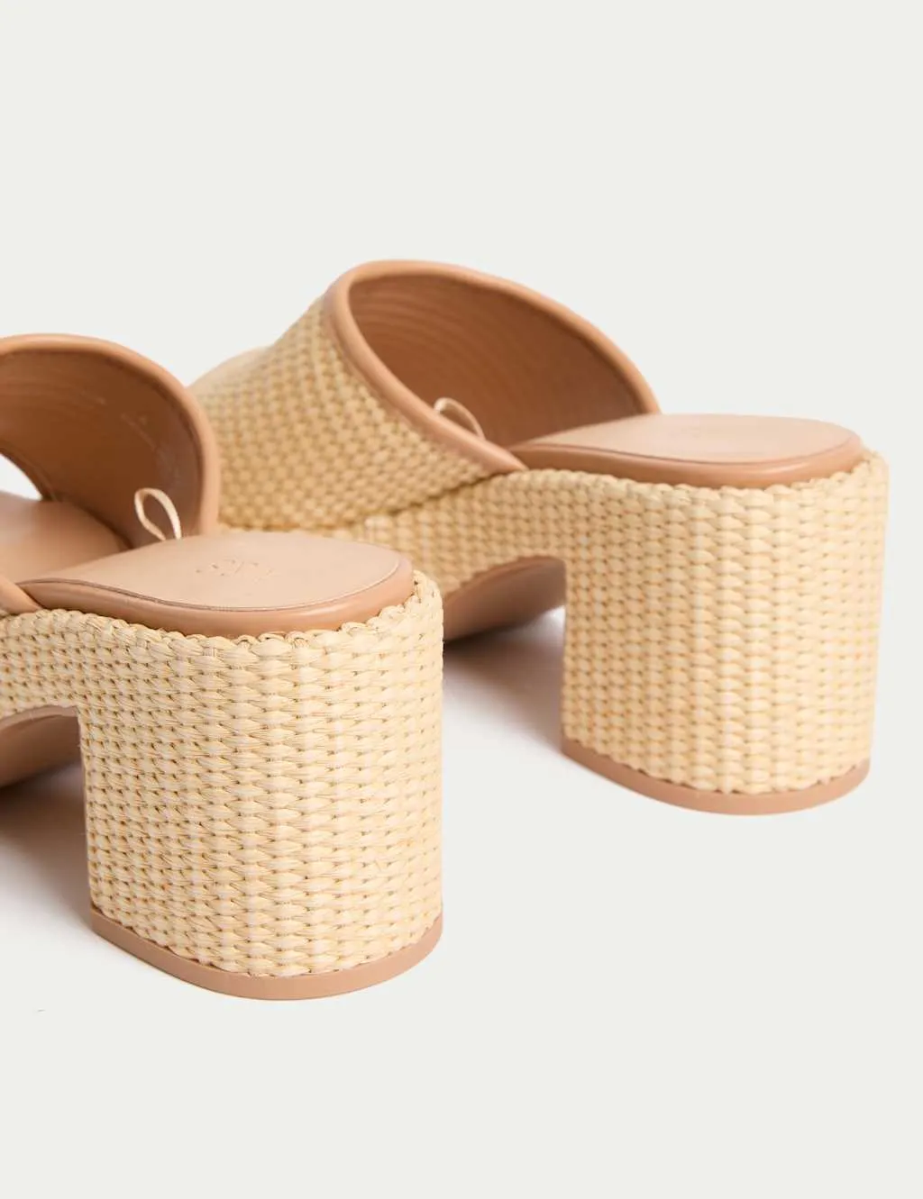 Raffia Woven Platform Peep Toe Mules