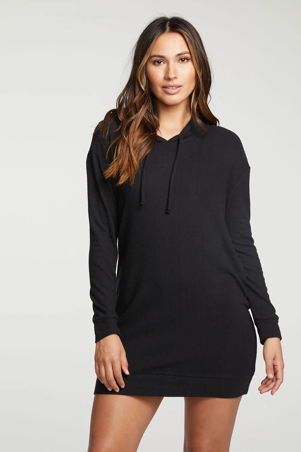 Recycled Bliss Knit Long Sleeve Hooded Dress