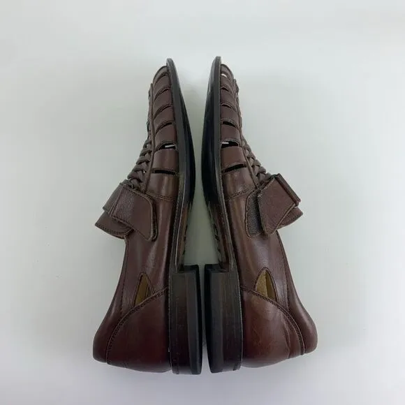 Remus Fernando Baldassarri Fisherman Sandal Brown Leather Italy Woven 42 US 8-9