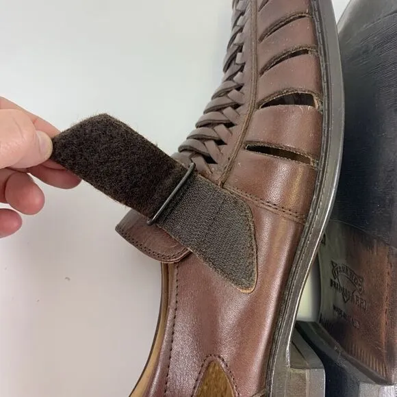 Remus Fernando Baldassarri Fisherman Sandal Brown Leather Italy Woven 42 US 8-9