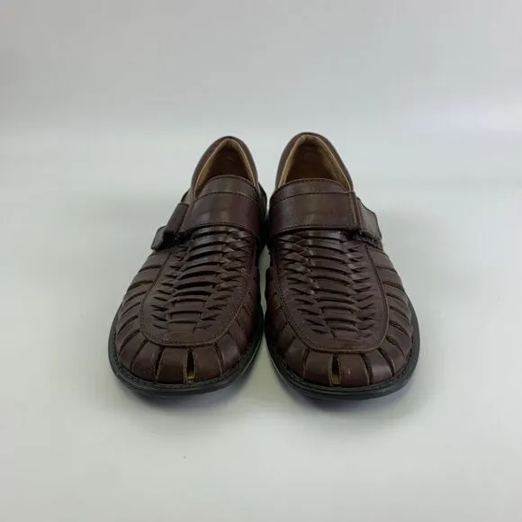 Remus Fernando Baldassarri Fisherman Sandal Brown Leather Italy Woven 42 US 8-9