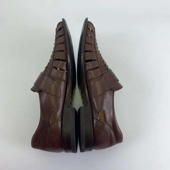 Remus Fernando Baldassarri Fisherman Sandal Brown Leather Italy Woven 42 US 8-9