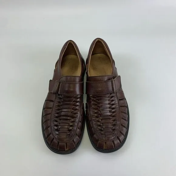 Remus Fernando Baldassarri Fisherman Sandal Brown Leather Italy Woven 42 US 8-9