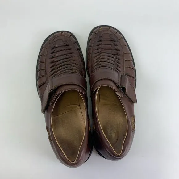 Remus Fernando Baldassarri Fisherman Sandal Brown Leather Italy Woven 42 US 8-9