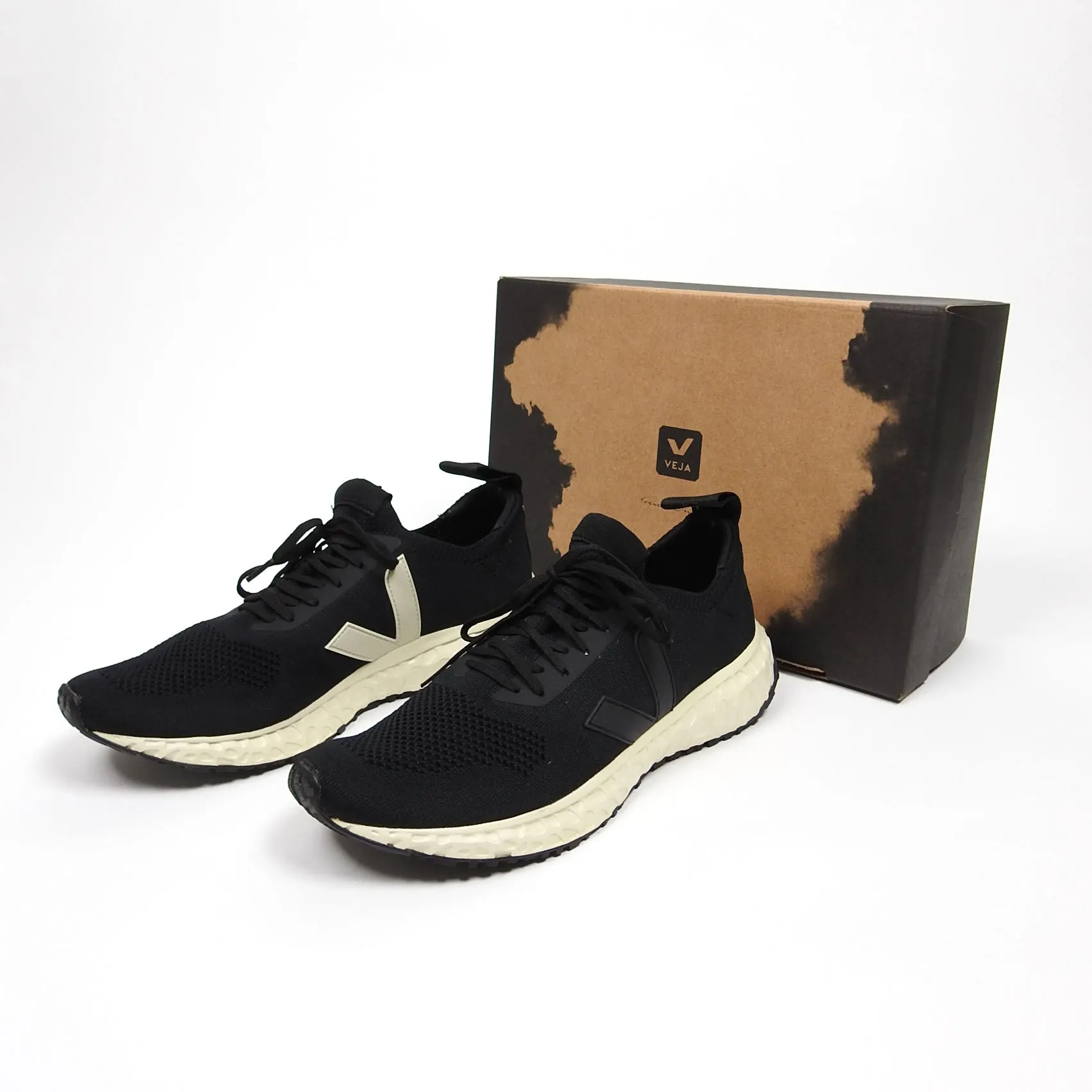 Rick Owens x Veja V-Knit Black Pierre Sneaker Size 45