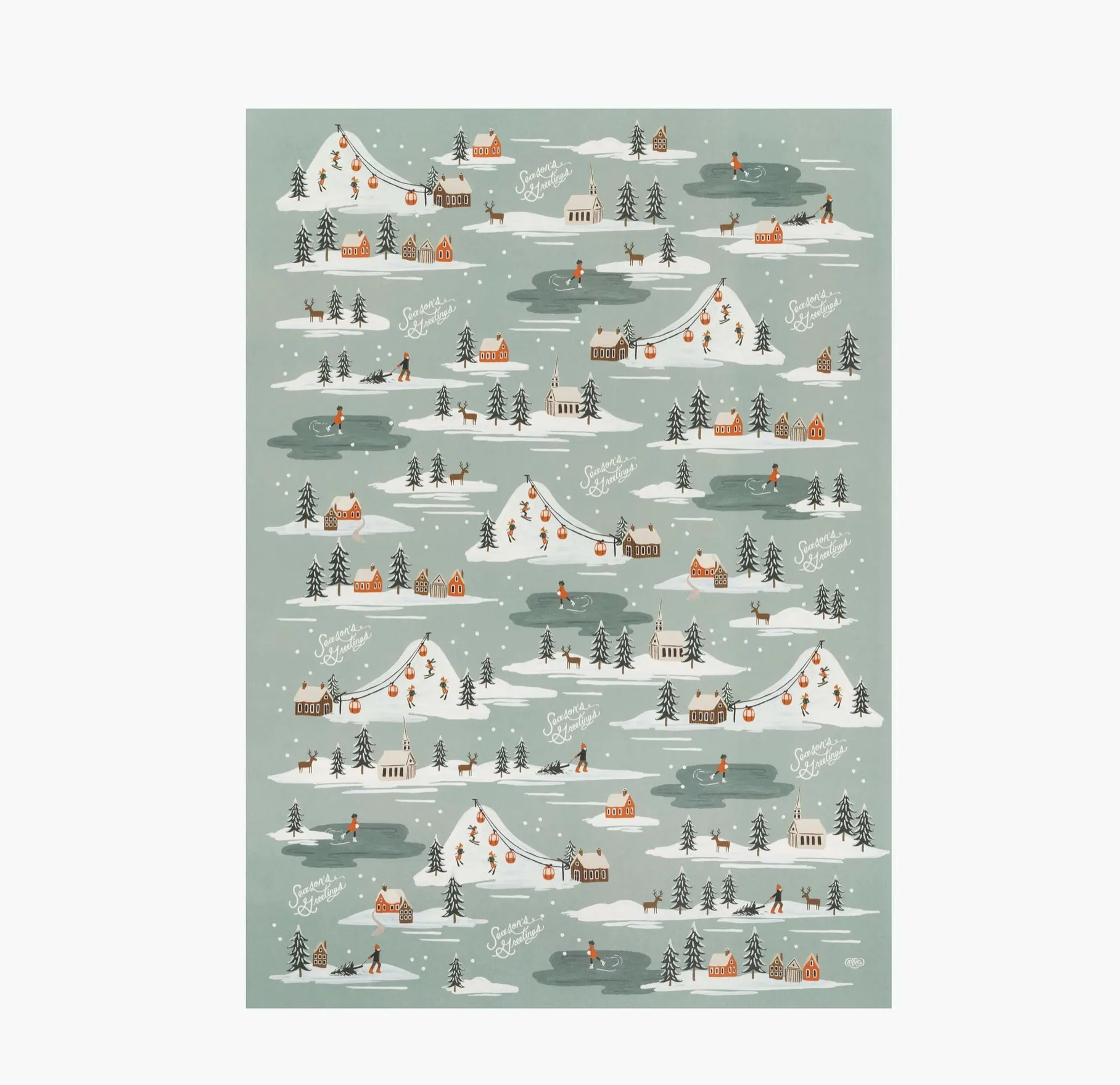 Rifle Paper Co. - Holiday Snow Scene Wrapping Sheet - Single Flat
