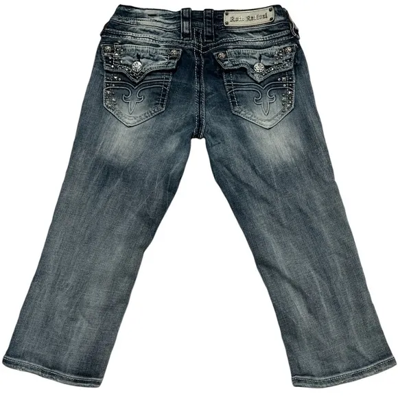 Rock Revival Wendy Capris Faded Decorative Rear Pockets