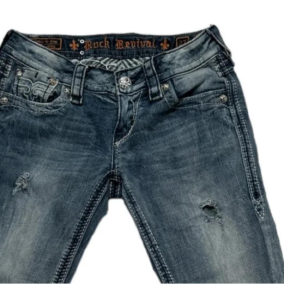 Rock Revival Wendy Capris Faded Decorative Rear Pockets