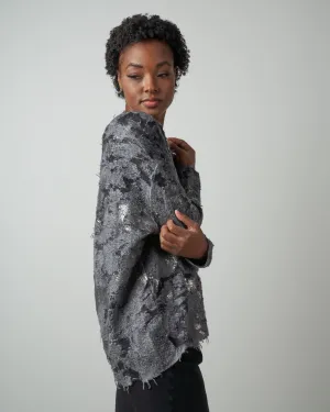 round neck cutted jacquard pullover - husky