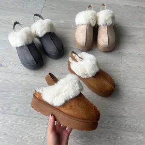 SALE Clara platform mule slippers - camel