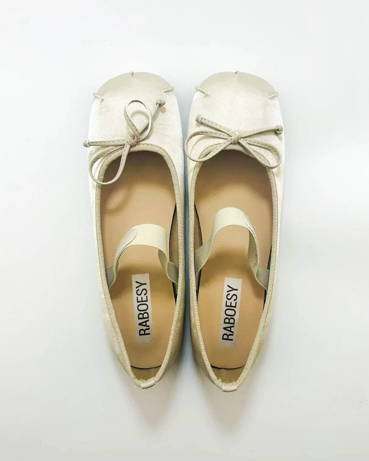 Satin Bow Tie Ballet Flats