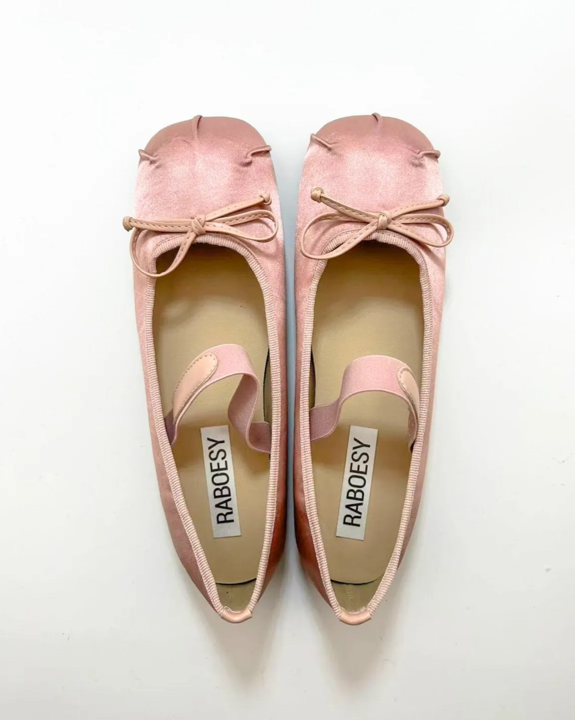 Satin Bow Tie Ballet Flats
