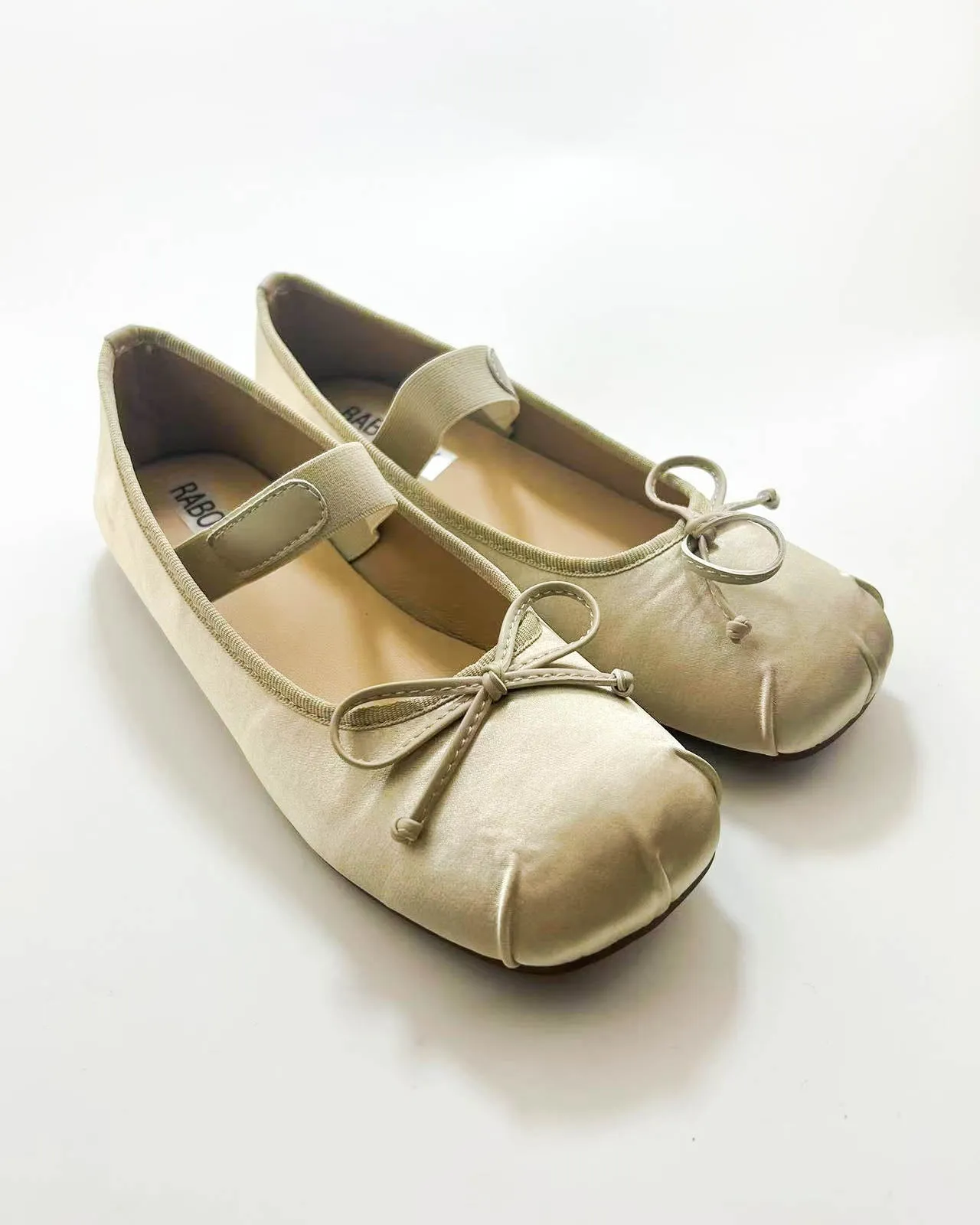 Satin Bow Tie Ballet Flats