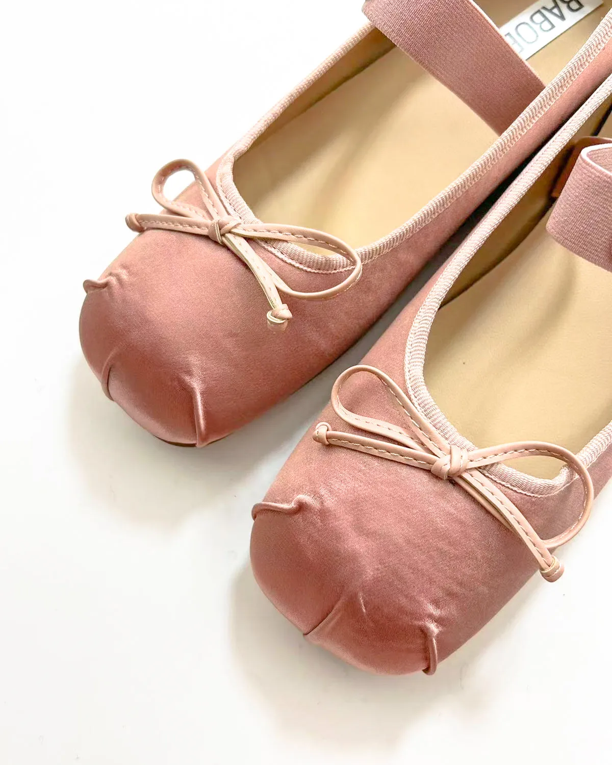 Satin Bow Tie Ballet Flats
