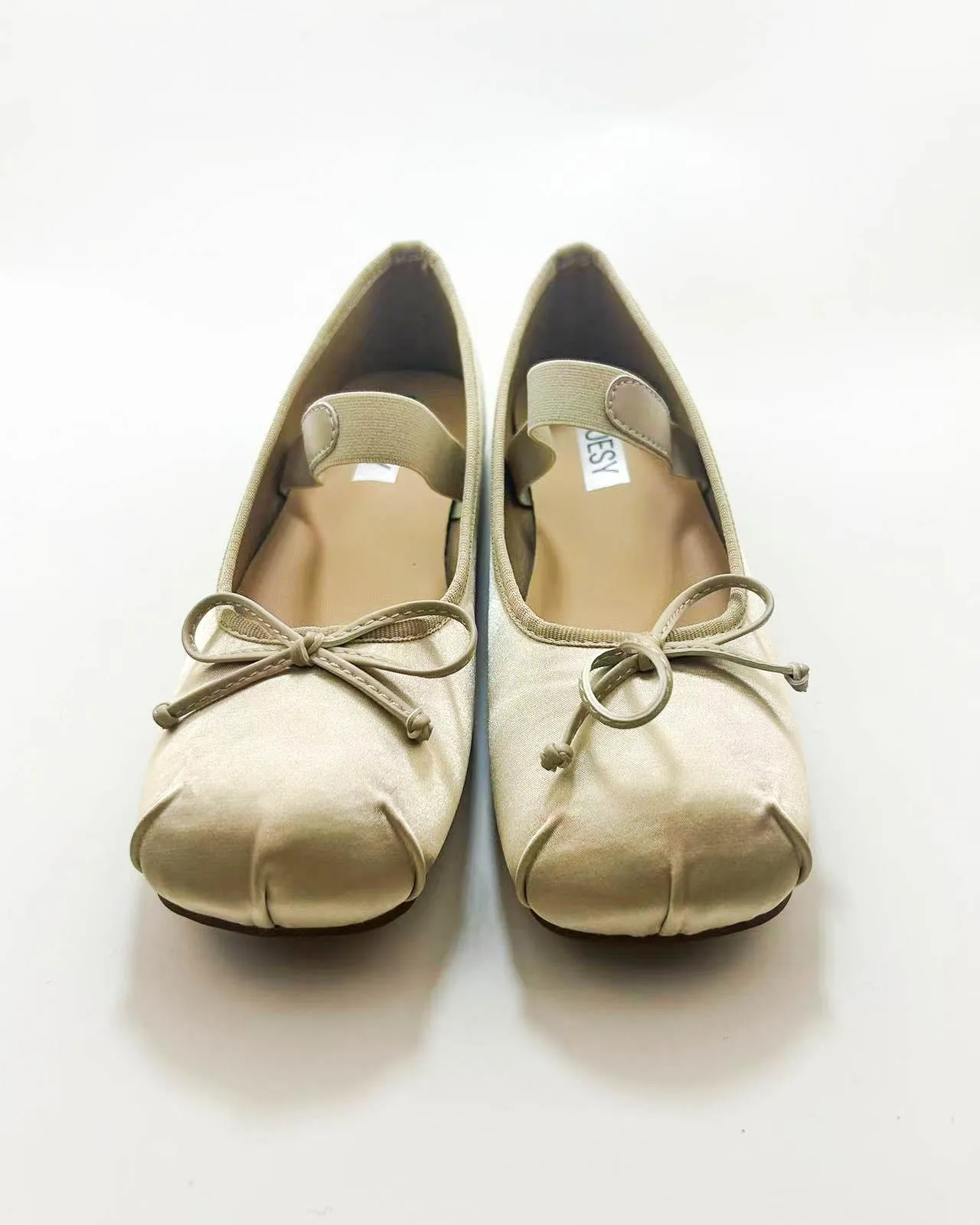 Satin Bow Tie Ballet Flats