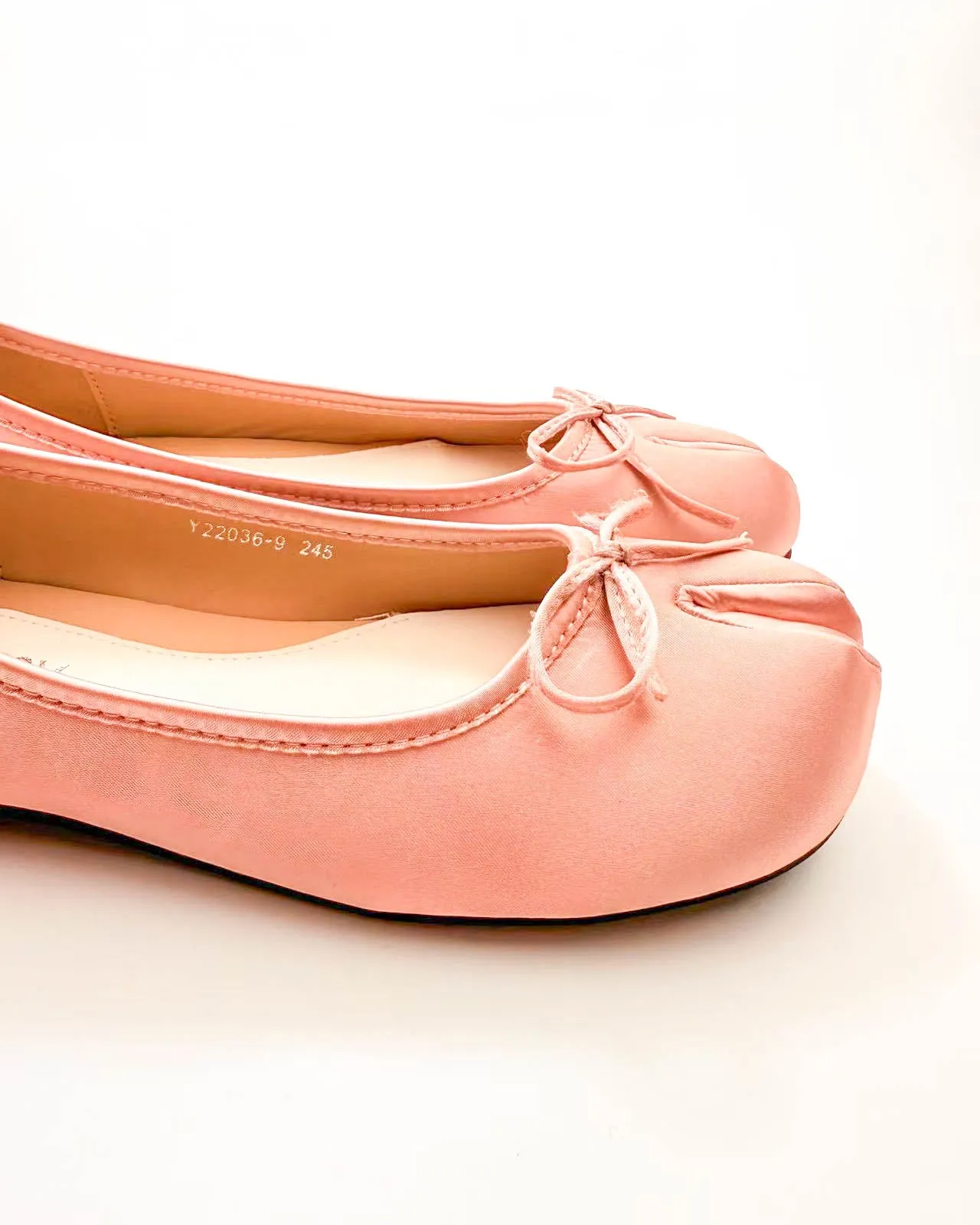 Satin Tie Bow Tabi Ballet Flats
