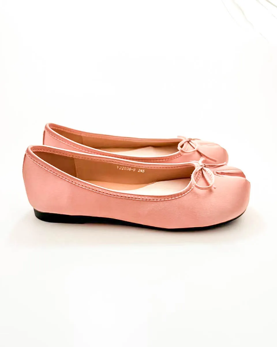 Satin Tie Bow Tabi Ballet Flats
