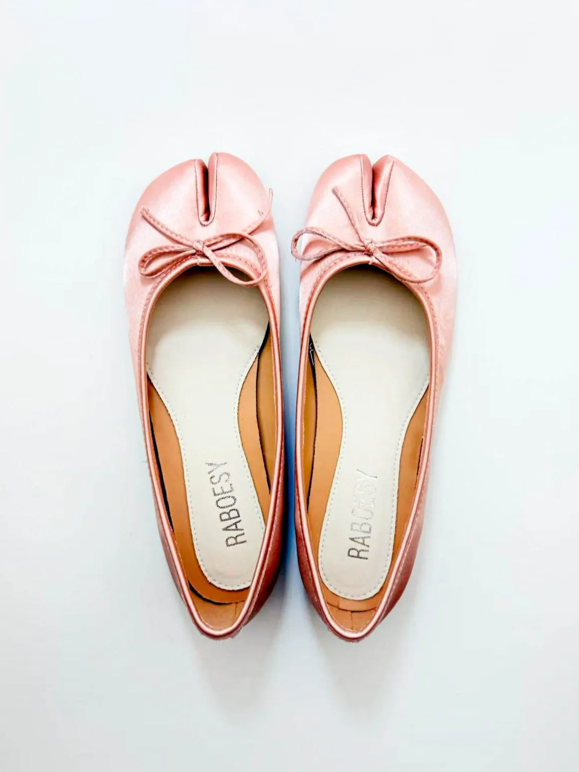 Satin Tie Bow Tabi Ballet Flats