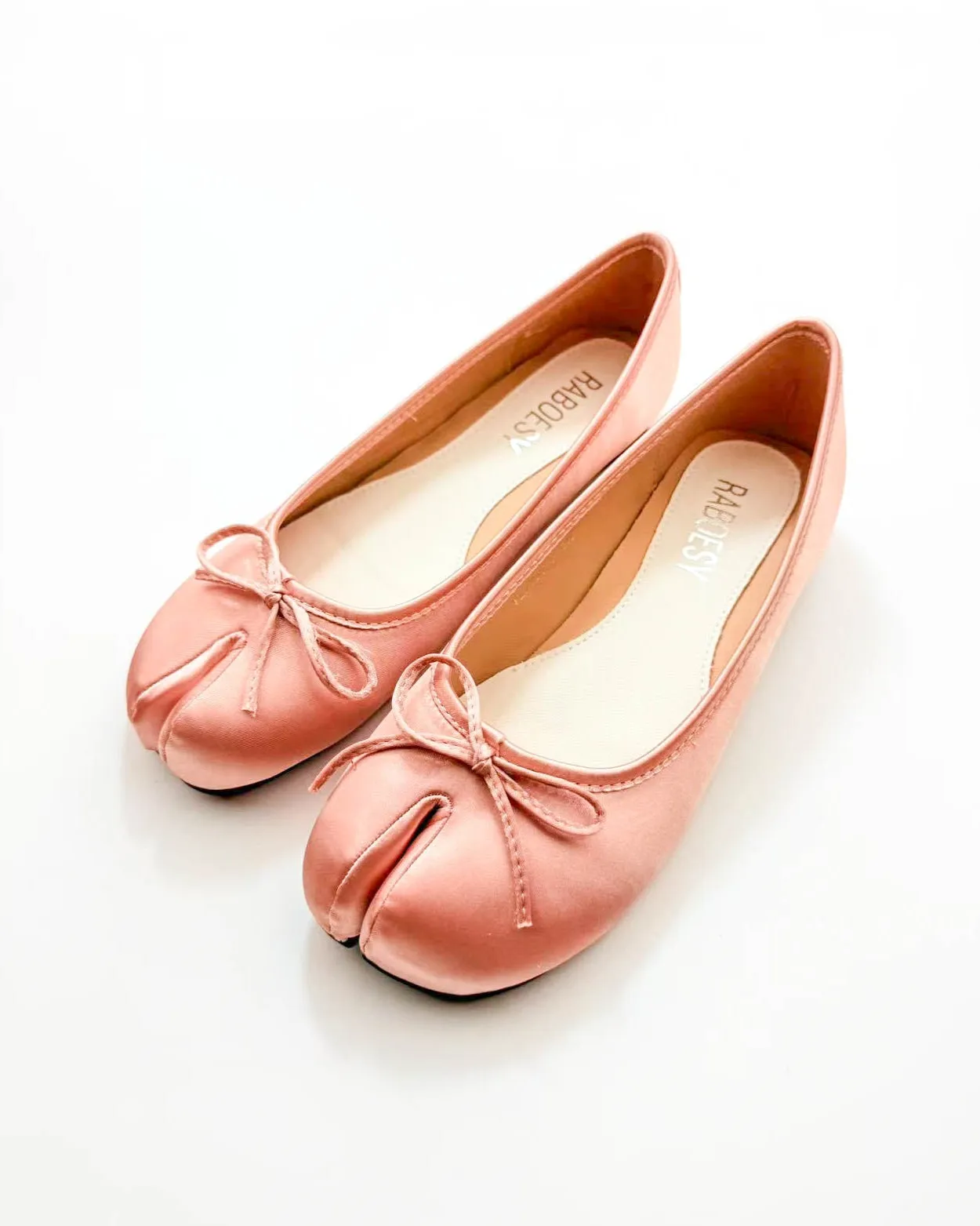 Satin Tie Bow Tabi Ballet Flats