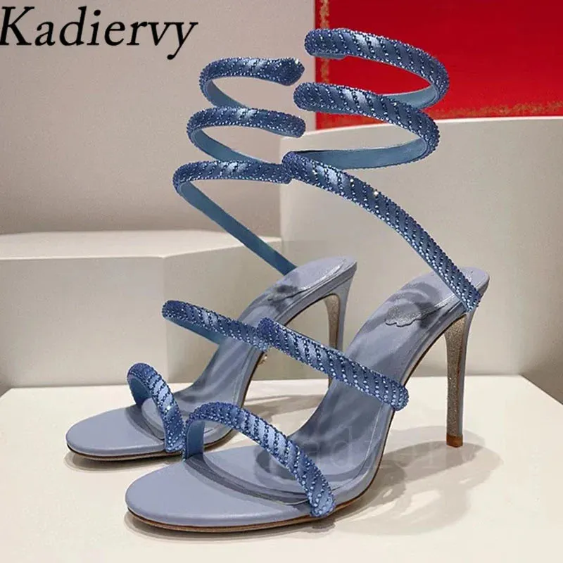 Sexy High Heels Sandals Woman Crystal Ankle Snake Twine Around Party Shoes Women Stiletto Summer Gladiator Sandals For Women