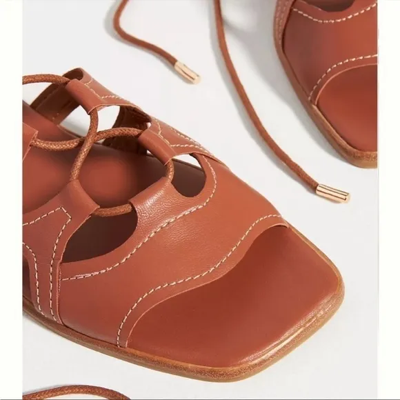 Silent D for Anthropologie NIB Gladiator Satelli Tie-Up Sandals Pecan Size 37