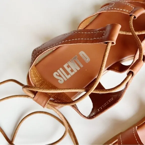 Silent D for Anthropologie NIB Gladiator Satelli Tie-Up Sandals Pecan Size 37