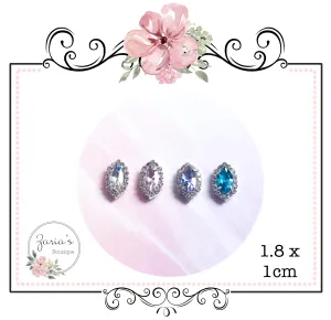 Silver Crystal Embellishments ~ High Quality Metal Flat Back ~ 4 Colours ~ 18x10mm