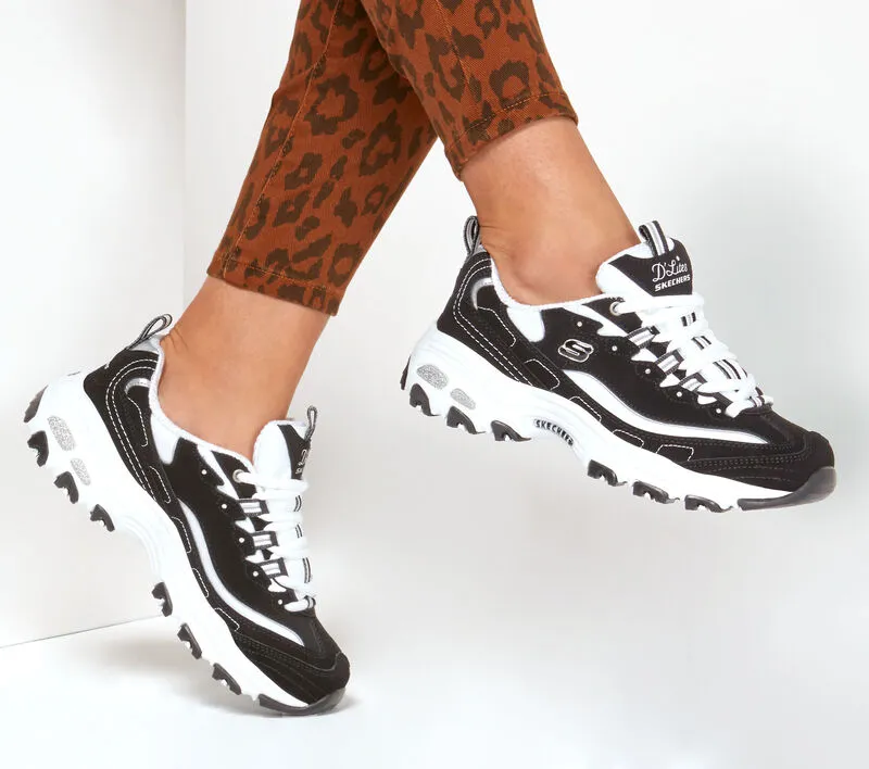 Skechers D'Lites - Biggest Fan Black & White
