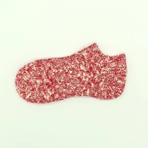Slub Nep Sneaker Socks in Red Cotton and Hemp